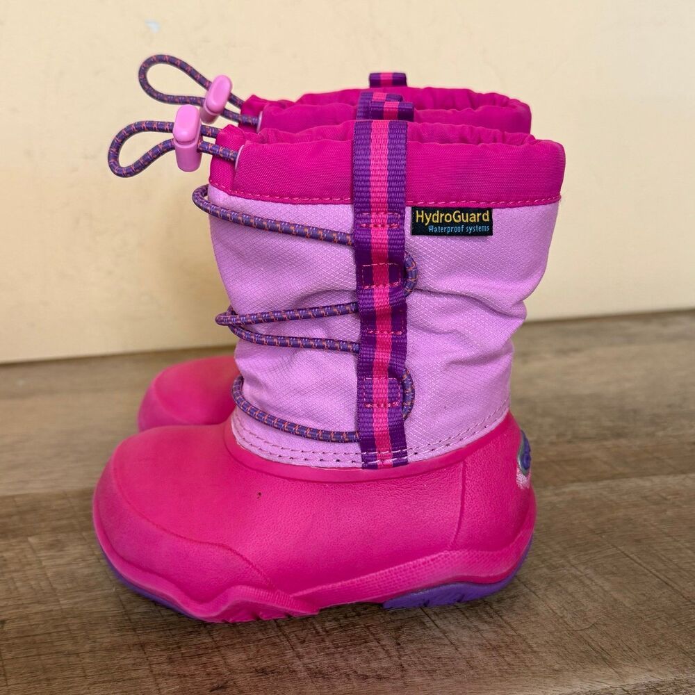 CROCS toddler girl Candy Pink Swift Waterproof Rain Snow Boots -Size C 6